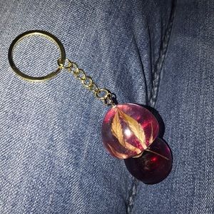 Custom epoxy mushroom 🍄 keychain with my favorite leaf New